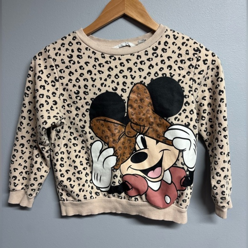 H&M Kids Leopard Print Minnie Mouse Sweater - Tan and Black